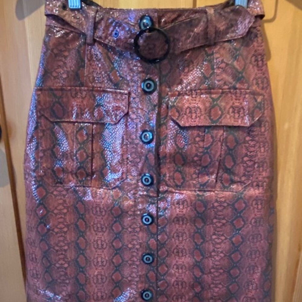 Urban Outfitters Red Wine Snake Skin Vinyl Mini Skirt Size XS